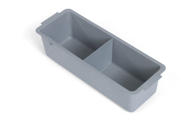 Ablageschale schmal 120 mm tief mit Facheinteilung, grau