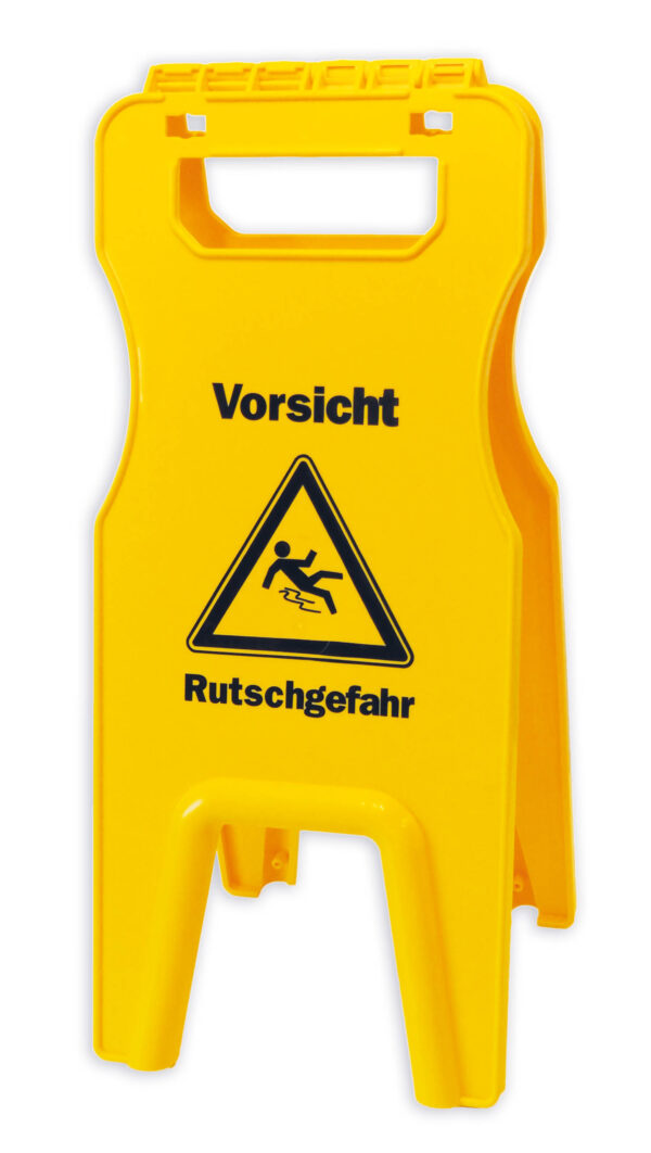 Klapp-Warnhinweisschild „W2“ inkl. Halterungen, gelb